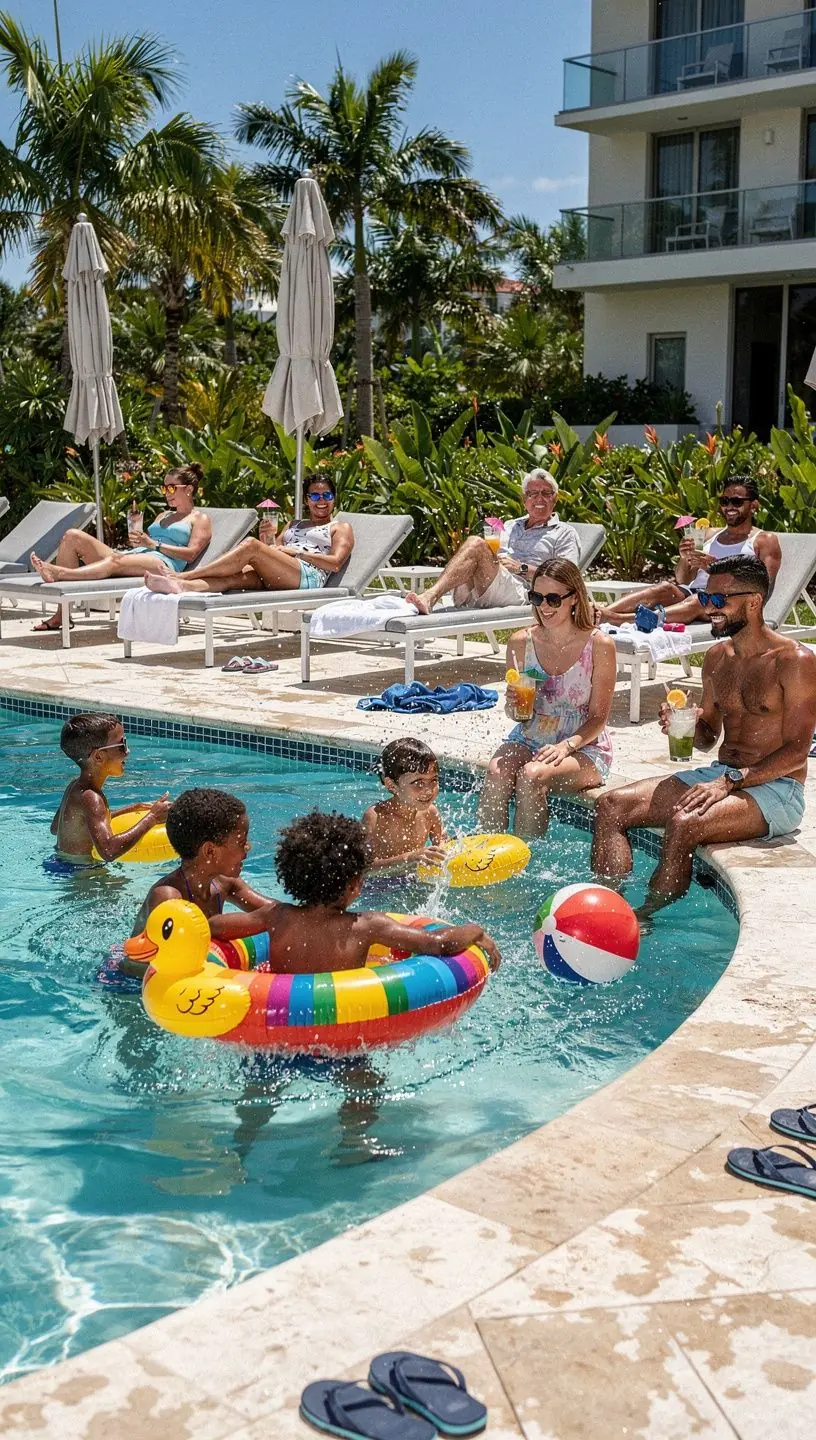 Семейная прогулка по национальному парку с детьми, наслаждающимися природой и активными играми.